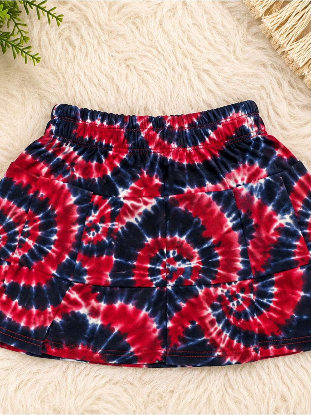 Cat & Jack Red and Navy Tie-Dye Elastic Waist Skort